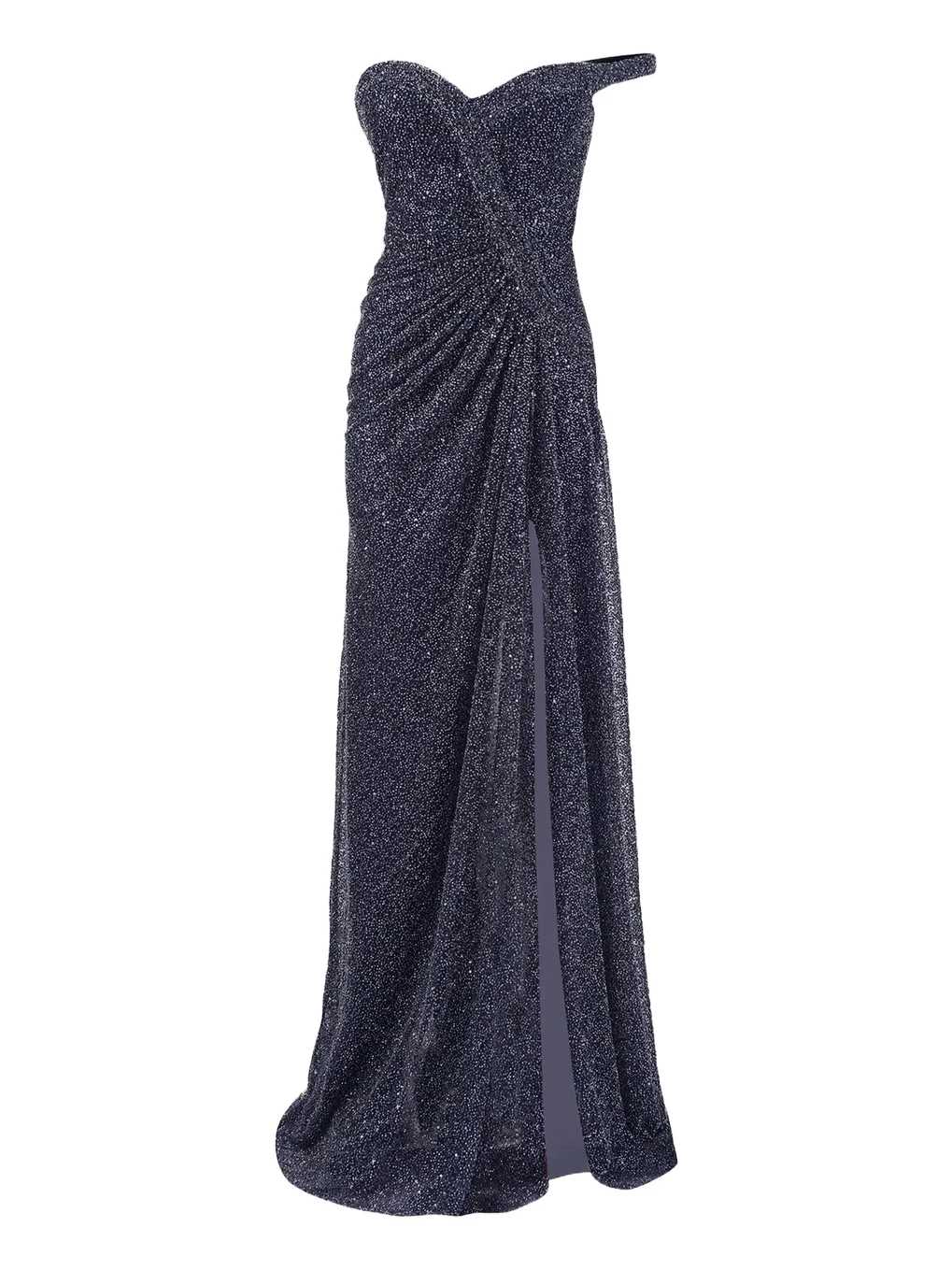 One-Shoulder Sparkling Beaded Slit Gown One-Shoulder Sparkling Beaded Slit Gown