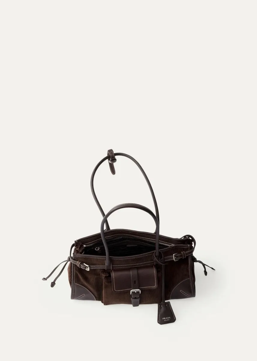 Prada Bonnie Leather-Trim Corduroy Shoulder Bag | Thumbnail 4