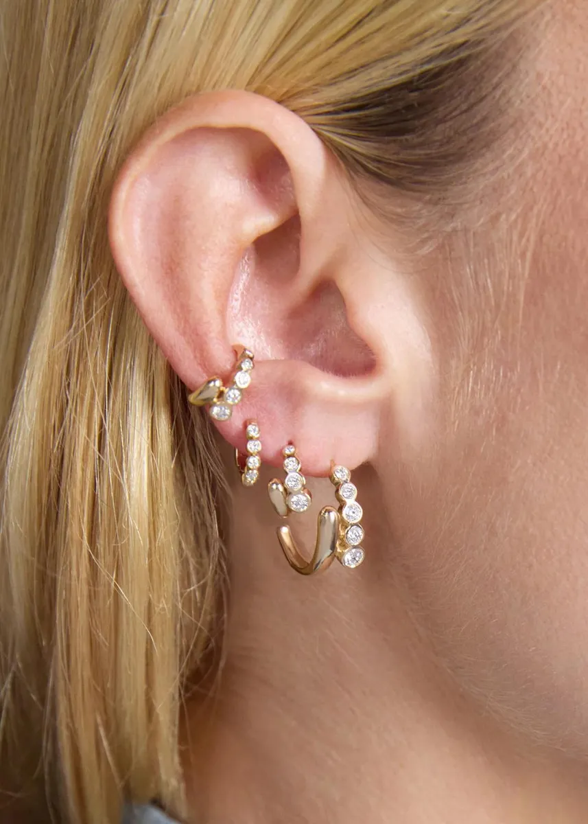 Zoë Chicco 14K Small Overlap Bypass Diamond Earrings | Thumbnail 2