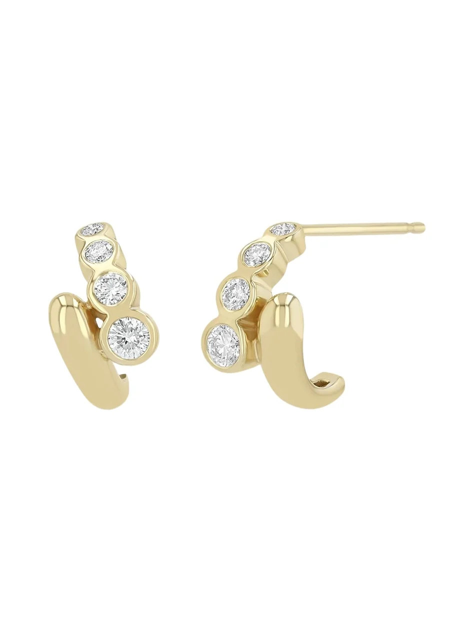 14K Small Overlap Bypass Diamond Earrings 14K Small Overlap Bypass Diamond Earrings