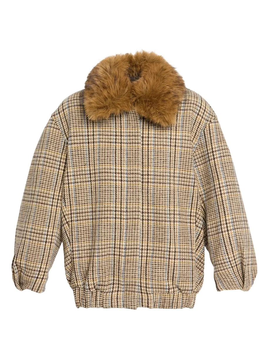 Ronny Kobo Savannah Tweed Faux Fur Collar Jacket