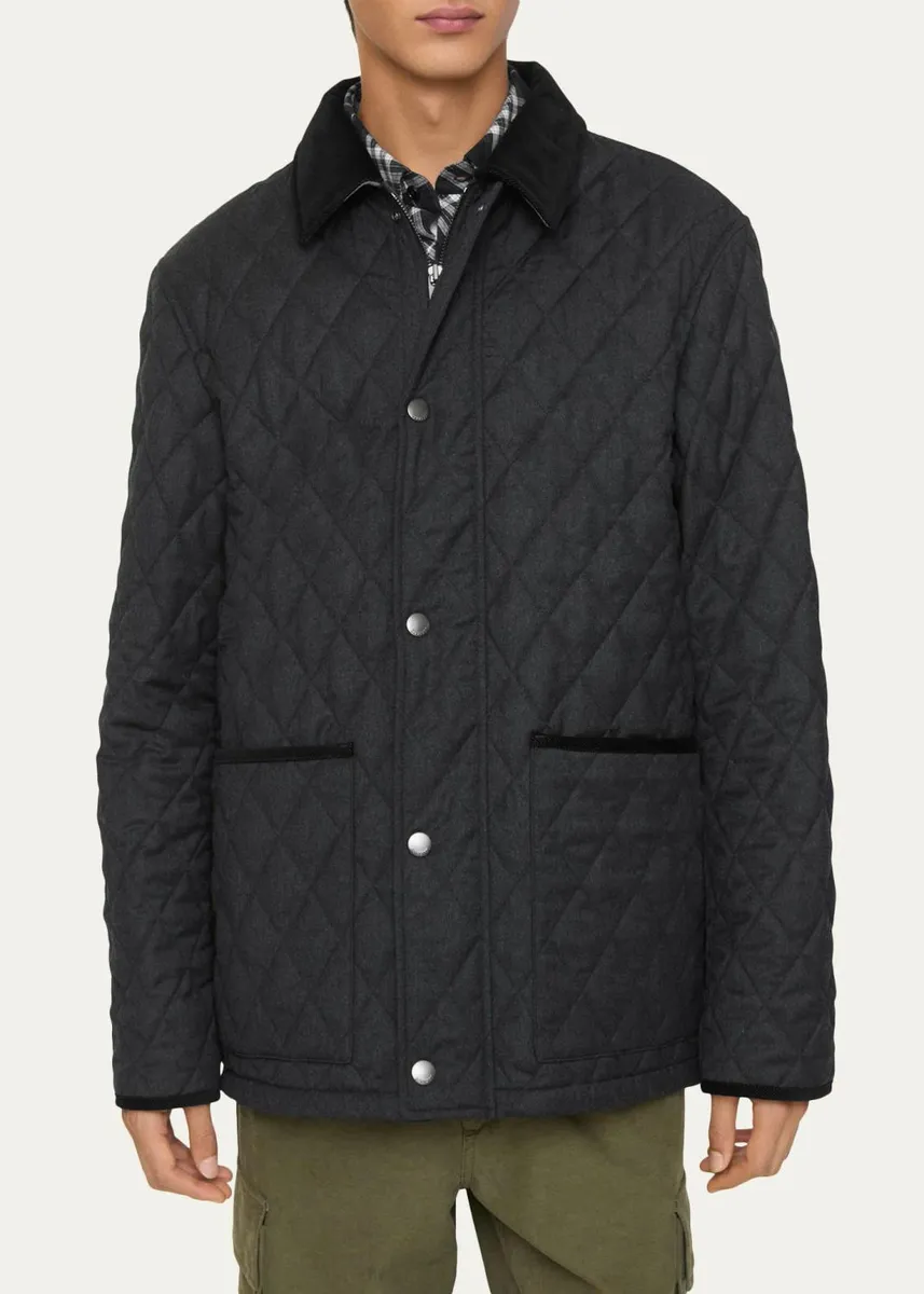 Burberry Men's Haddington Check-Lined Quilted Nylon Jacket | Thumbnail 3 Burberry Men's Haddington Check-Lined Quilted Nylon Jacket | Thumbnail 3