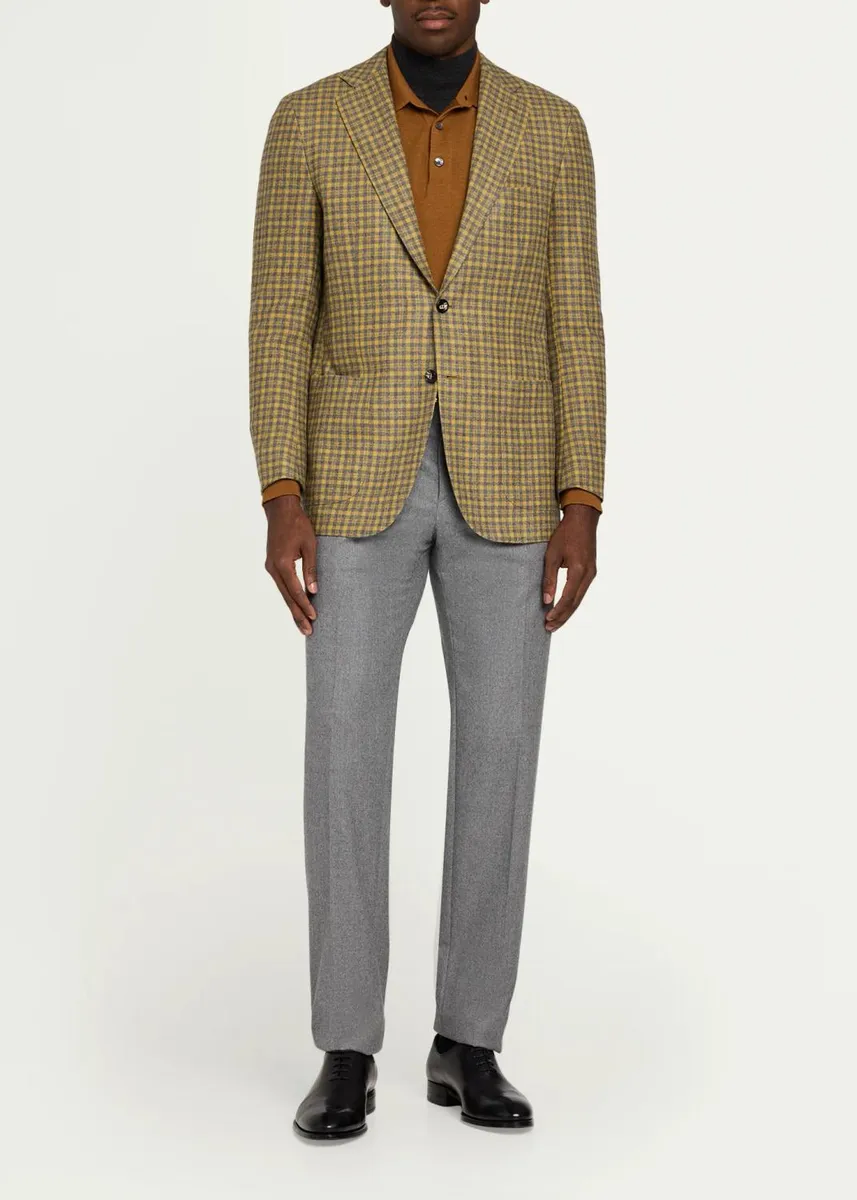 Kiton Men's Cashmere Micro-Plaid Single-Breasted Sport Coat | Thumbnail 2 Kiton Men's Cashmere Micro-Plaid Single-Breasted Sport Coat | Thumbnail 2