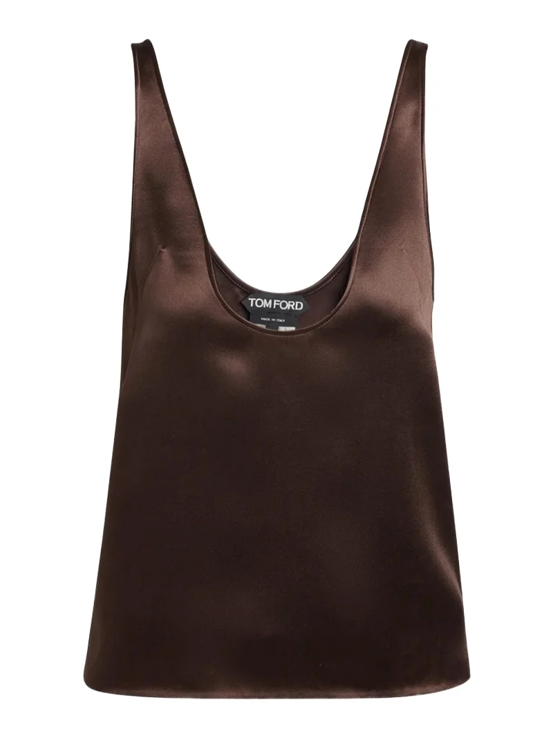 Plunging Scoop-Neck Silk Tank Top Plunging Scoop-Neck Silk Tank Top
