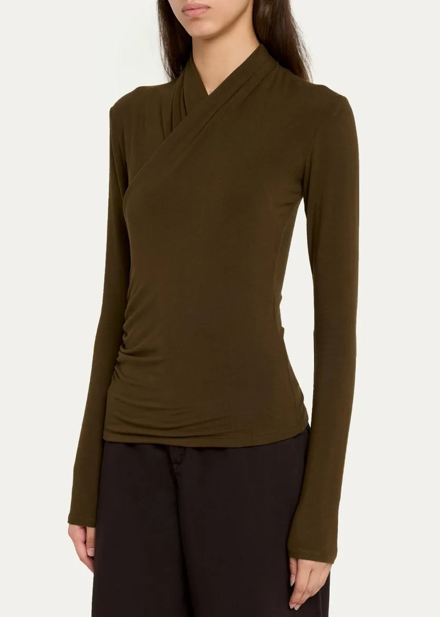 Vince Long-Sleeve Faux-Wrap Top | Thumbnail 4