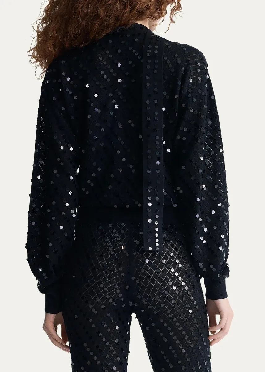 Diane von Furstenberg Tristan Sequin Pointelle Knit Sweater | Thumbnail 3 Diane von Furstenberg Tristan Sequin Pointelle Knit Sweater | Thumbnail 3