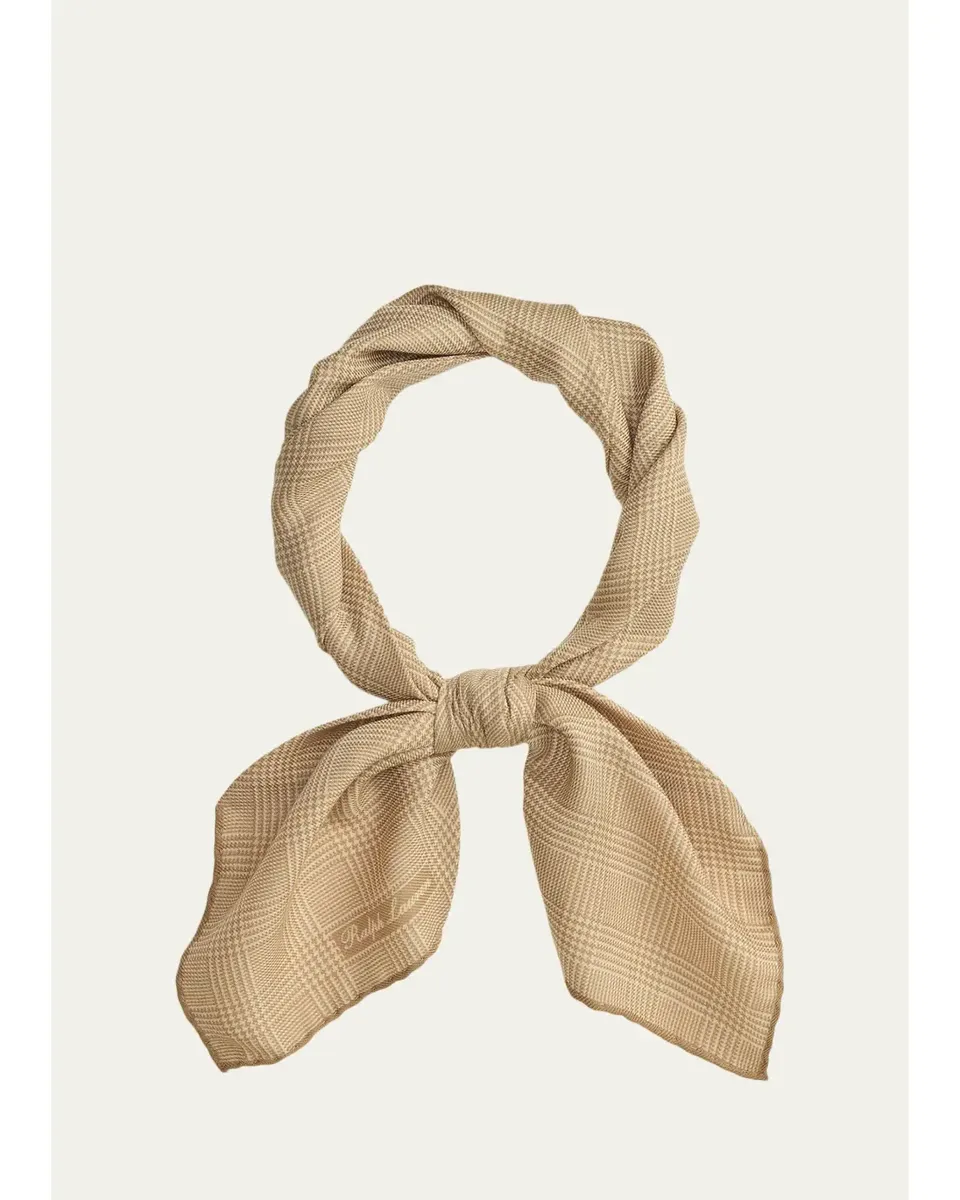 Ralph Lauren Purple Label Men's Glen Plaid Cashmere-Silk Neckerchief | Thumbnail 2 Ralph Lauren Purple Label Men's Glen Plaid Cashmere-Silk Neckerchief | Thumbnail 2
