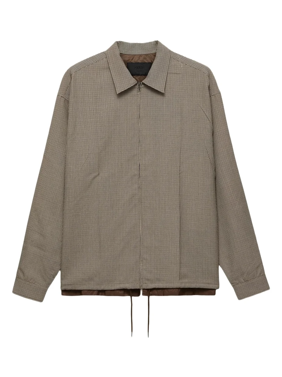 Prada Men's Wool Check Full-Zip Shirt Jacket