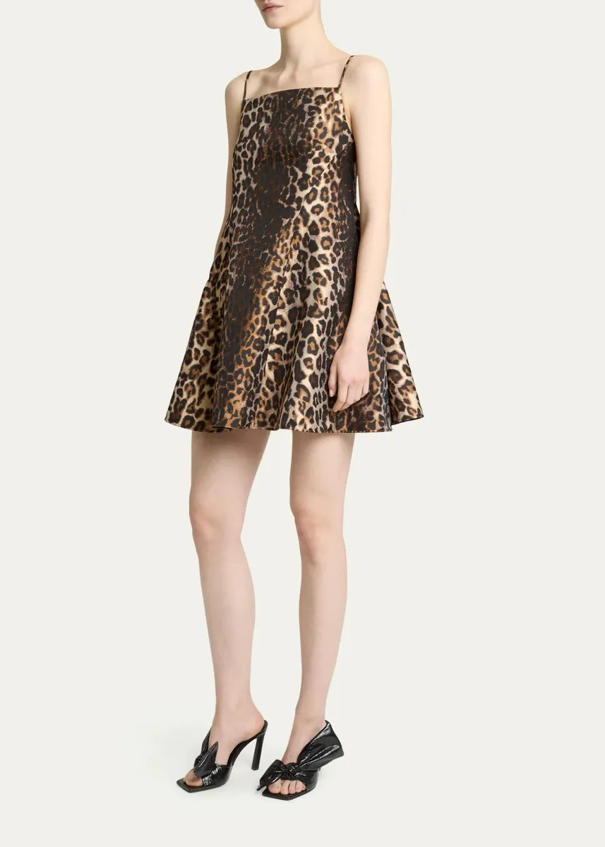Givenchy Sleeveless Sliced Leopard Jacquard Mini Dress | Thumbnail 4