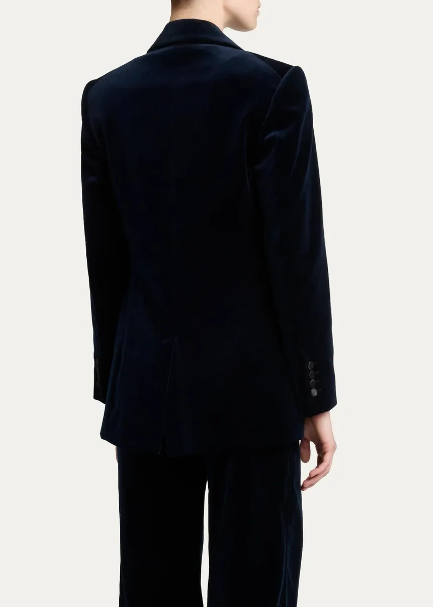 Victoria Beckham Satin Lapels Single-Breasted Velvet Jacket | Thumbnail 3