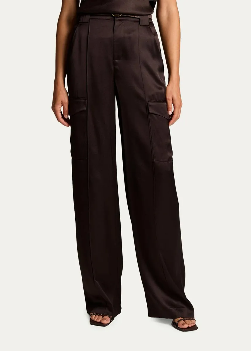 Vince Satin Utility High-Waist Trousers | Thumbnail 4