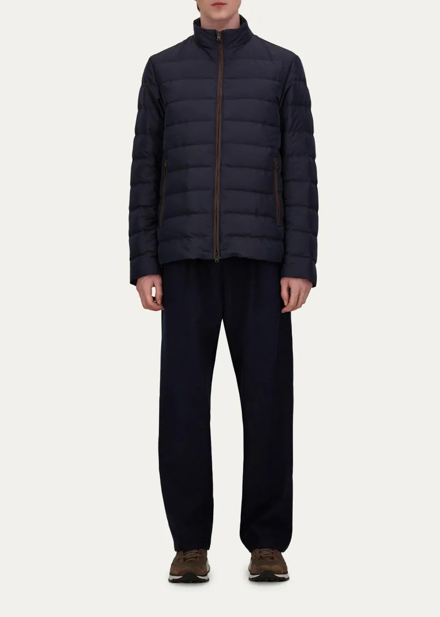 HERNO Men's Suede-Trim Nylon Bomber Jacket | Thumbnail 2