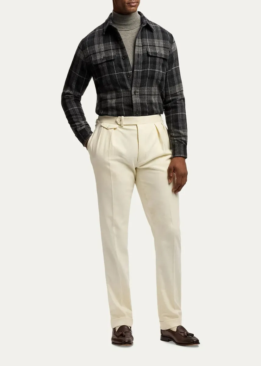 Ralph Lauren Purple Label Men's Plaid Wool-Cashmere Overshirt | Thumbnail 2 Ralph Lauren Purple Label Men's Plaid Wool-Cashmere Overshirt | Thumbnail 2