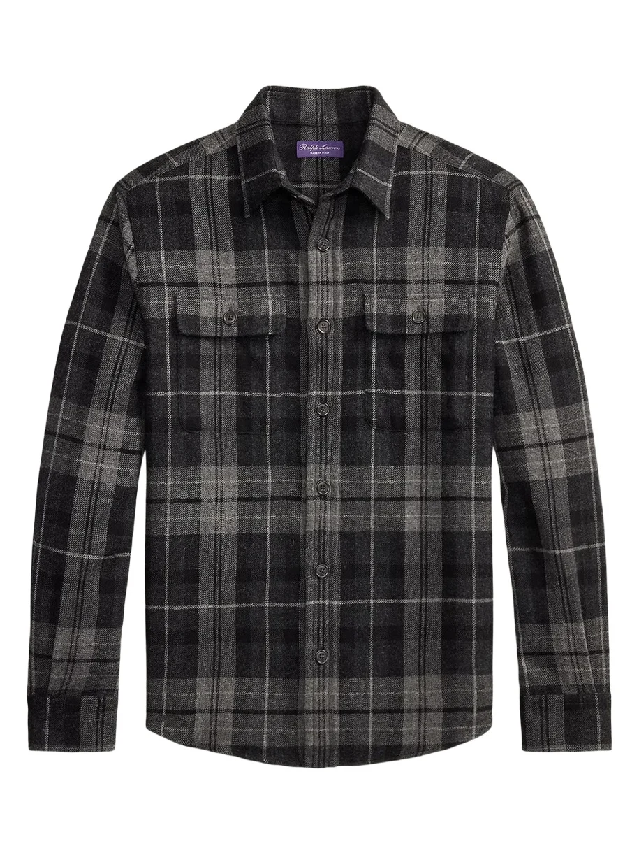 Ralph Lauren Purple Label Men's Plaid Wool-Cashmere Overshirt