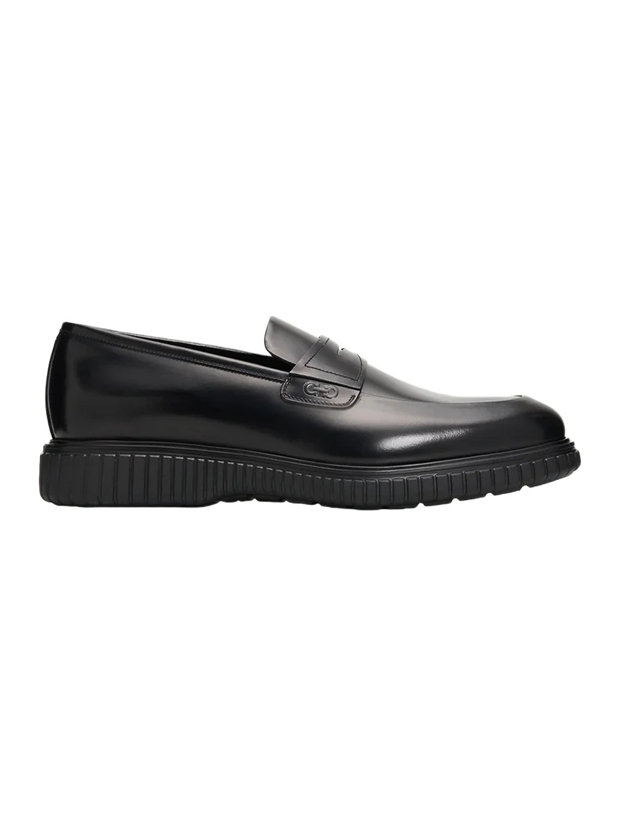 Ferragamo Men's Leather Rubber-Sole Penny Loafers