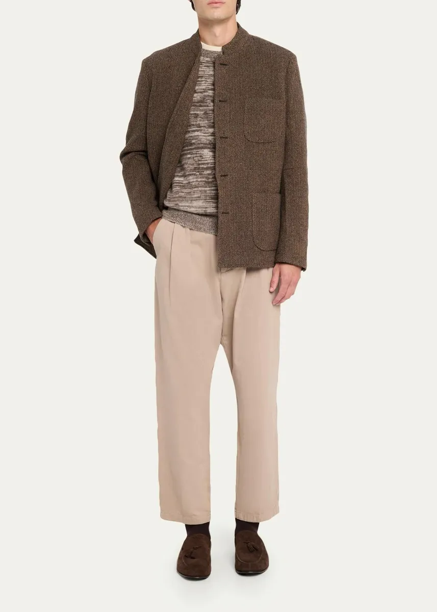 Massimo Alba Men's Band-Collar Herringbone Blazer | Thumbnail 2 Massimo Alba Men's Band-Collar Herringbone Blazer | Thumbnail 2