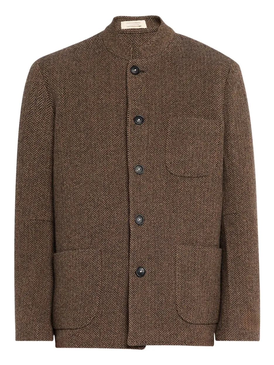Massimo Alba Men's Band-Collar Herringbone Blazer