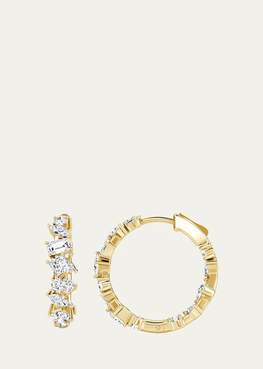 VRAI 14K Yellow Gold Lab-Grown Diamond Mix Shape Hoop Earrings | Thumbnail 3