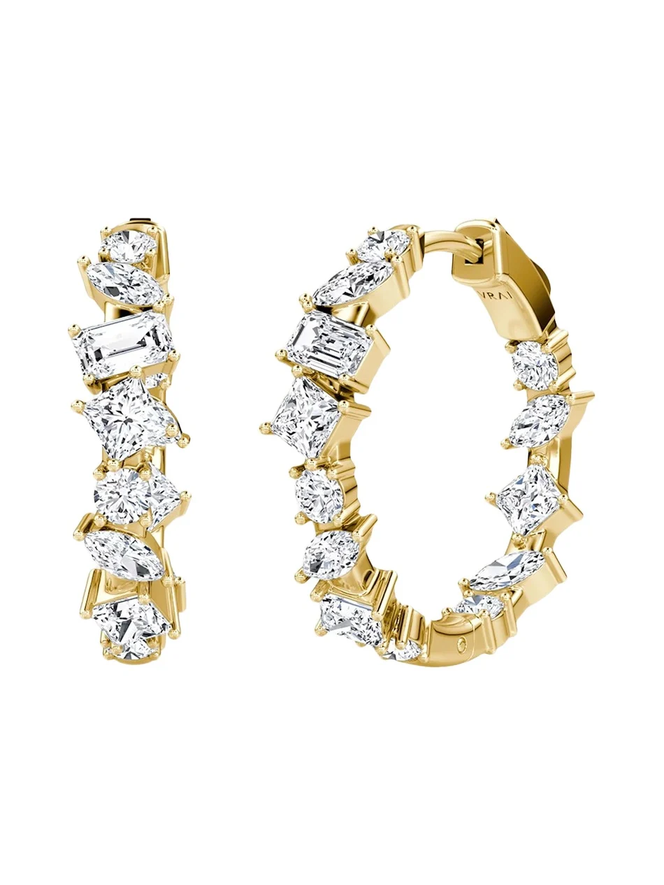 VRAI 14K Yellow Gold Lab-Grown Diamond Mix Shape Hoop Earrings
