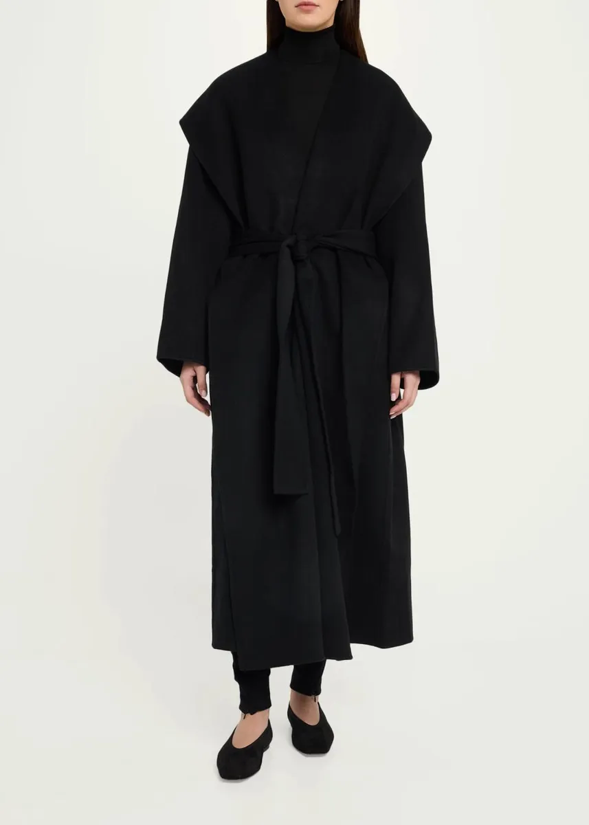 TOTEME Hoodie Wool Belted Coat | Thumbnail 4 TOTEME Hoodie Wool Belted Coat | Thumbnail 4