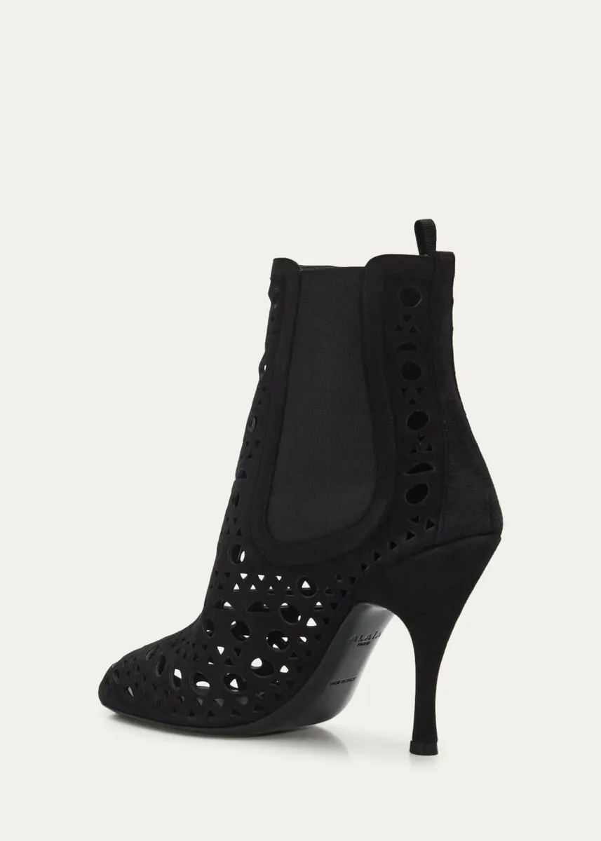 ALAÏA 100mm Vienne Lasercut Suede Booties | Thumbnail 2 ALAÏA 100mm Vienne Lasercut Suede Booties | Thumbnail 2