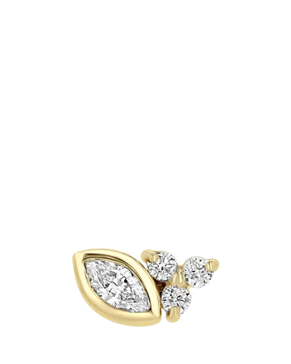 Zoë Chicco 14K Diamond Bezel-Set Marquise Stud Earring, Single (Right) | Thumbnail 2