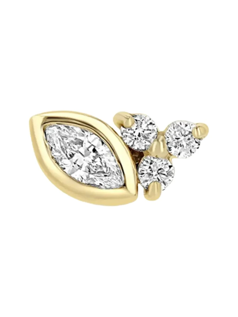 14K Diamond Bezel-Set Marquise Stud Earring, Single (Right) 14K Diamond Bezel-Set Marquise Stud Earring, Single (Right)