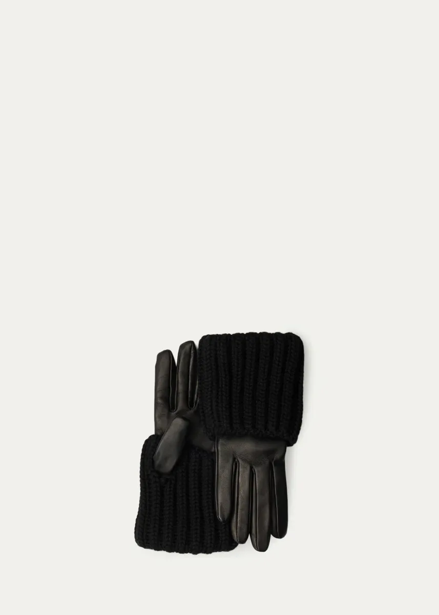 Prada Leather & Wool Gloves | Thumbnail 2 Prada Leather & Wool Gloves | Thumbnail 2