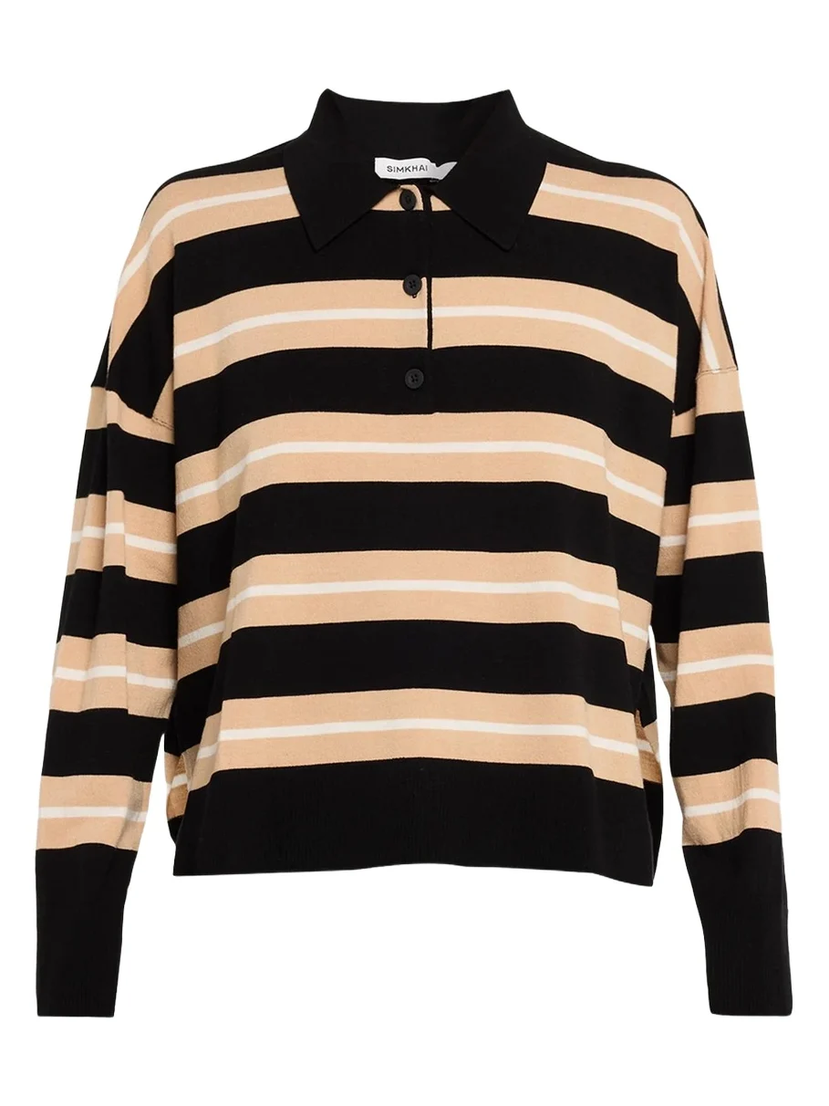 Thames Striped Wool-Cashmere Polo Shirt