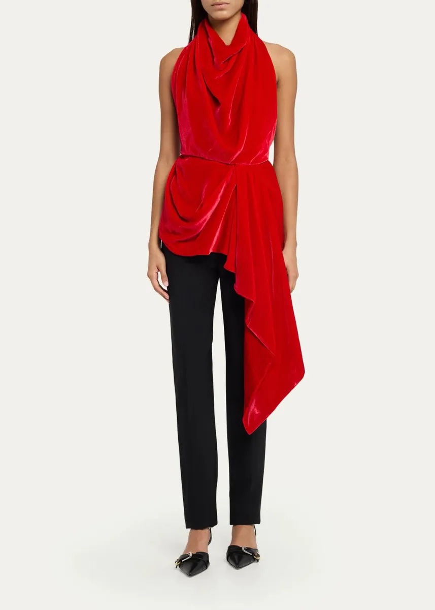 Givenchy Draped Velvet Halter Backless Top | Thumbnail 2 Givenchy Draped Velvet Halter Backless Top | Thumbnail 2
