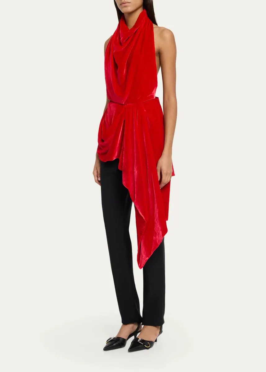 Givenchy Draped Velvet Halter Backless Top | Thumbnail 4 Givenchy Draped Velvet Halter Backless Top | Thumbnail 4