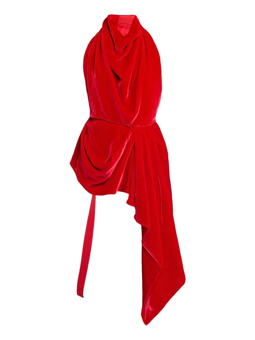 Draped Velvet Halter Backless Top