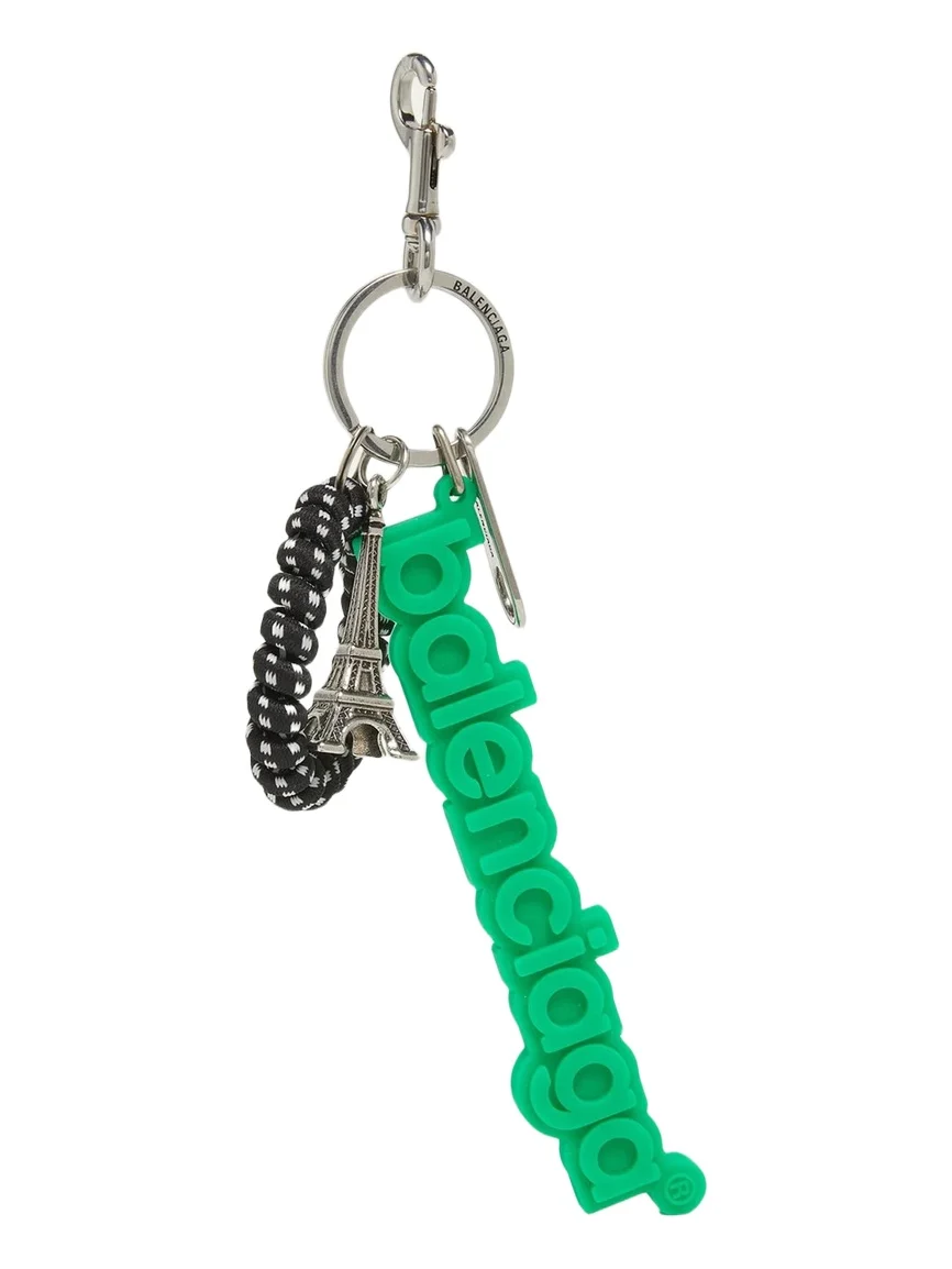 Balenciaga Men's Biker Rubber Logo Keychain Charm