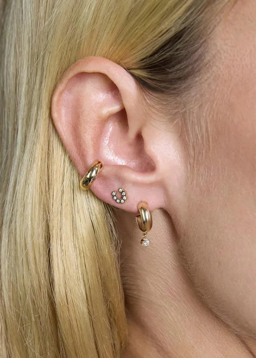 Zoë Chicco 14K Tiny Diamond Bezel Horseshoe Stud Earring, Single | Thumbnail 2