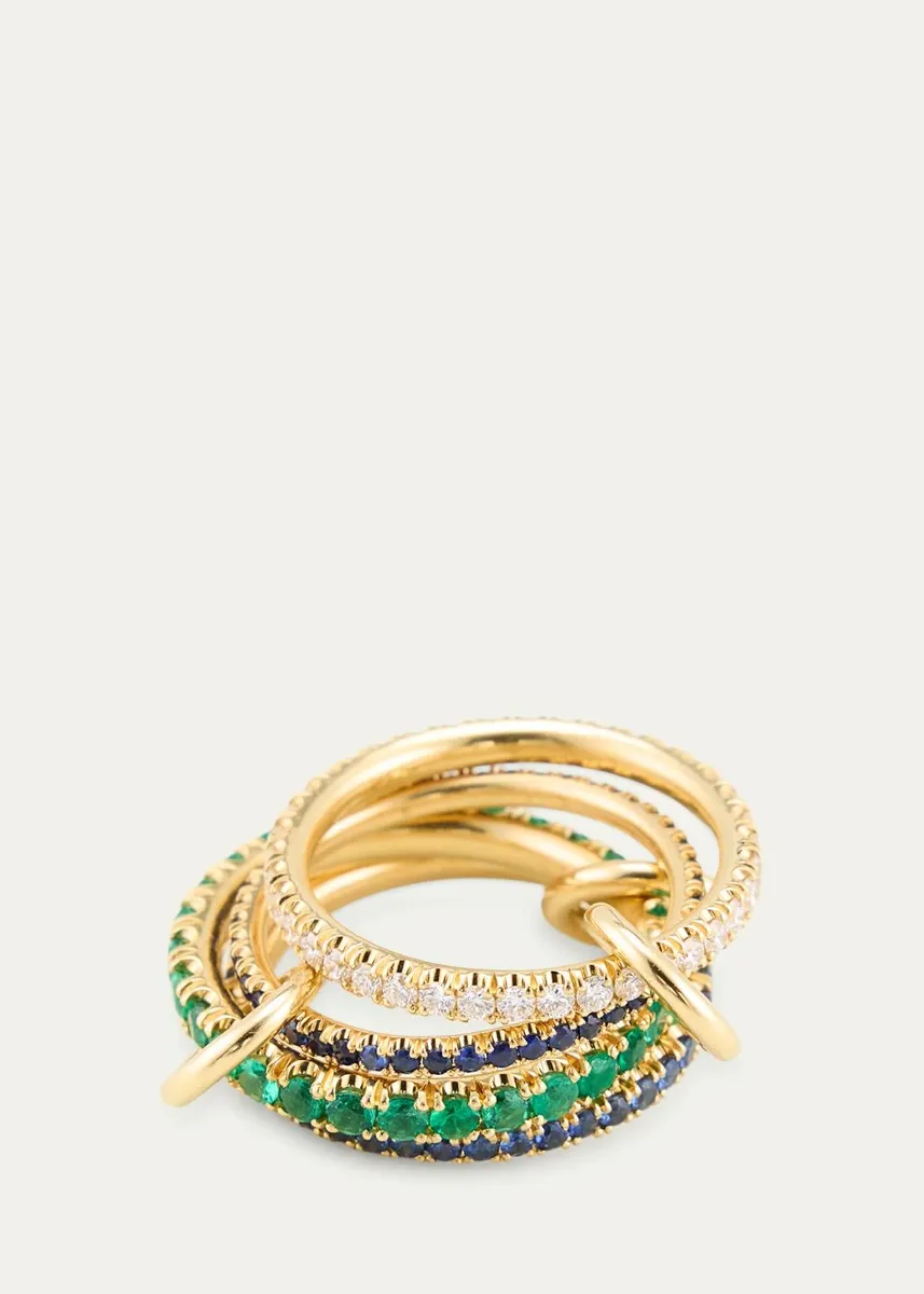 Spinelli Kilcollin Bergdorf 125th Exclusive 18K 4-Band Ring with Diamonds, Emeralds, and Sapphires | Thumbnail 3