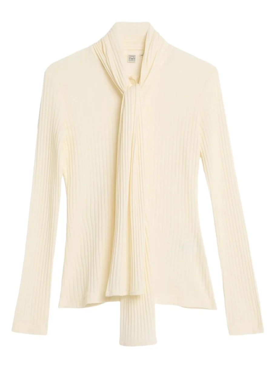 TOTEME Ribbed Bow Blouse