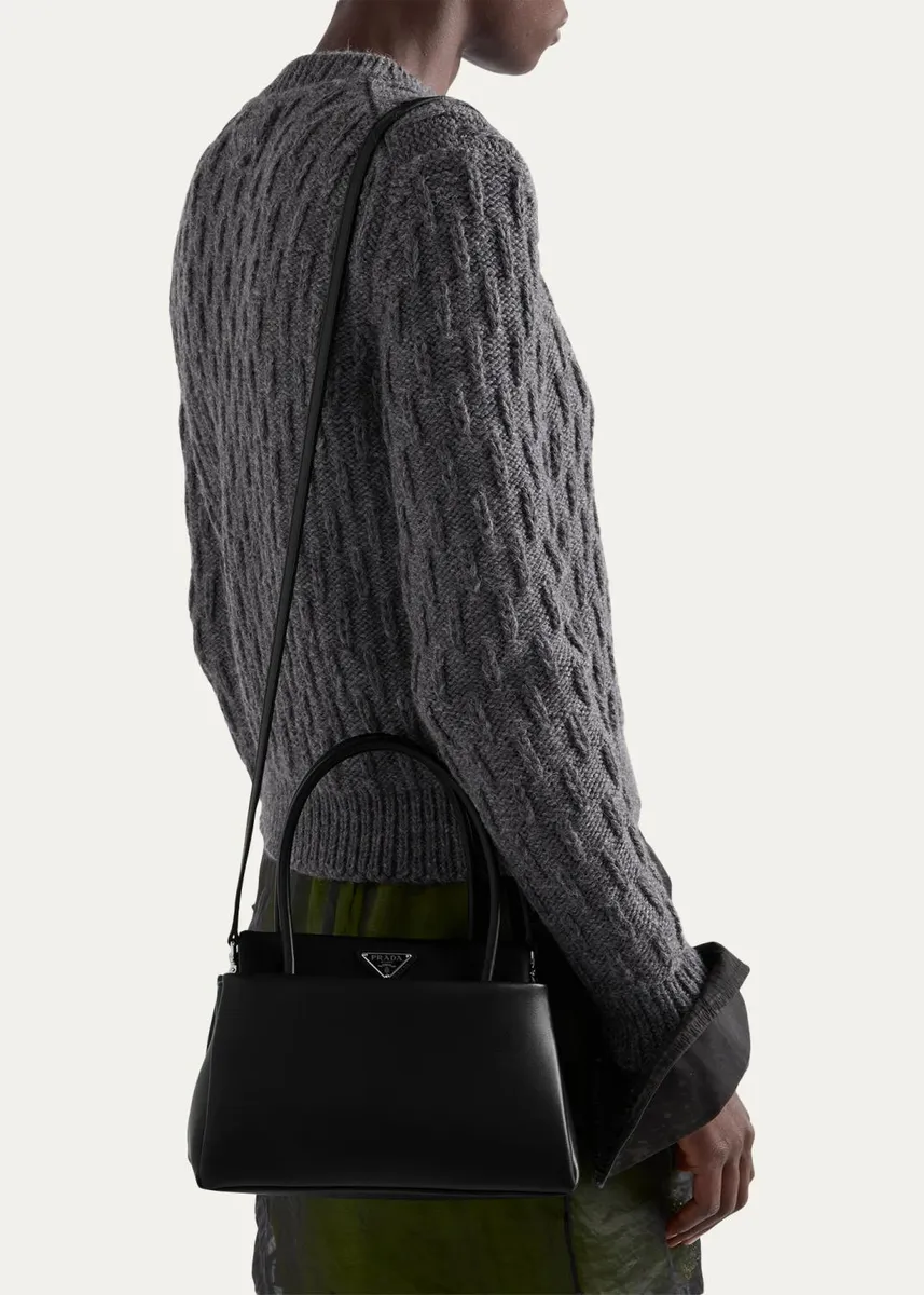 Prada Passage Small Leather & Re-Nylon Top-Handle Bag | Thumbnail 2 Prada Passage Small Leather & Re-Nylon Top-Handle Bag | Thumbnail 2