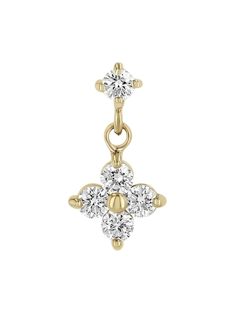 14K Diamond Quad Drop Earring, Single 14K Diamond Quad Drop Earring, Single