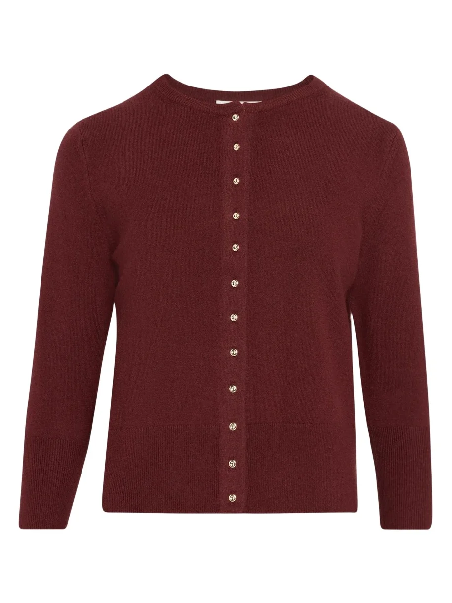 Metal Button Wool-Cashmere Cardigan