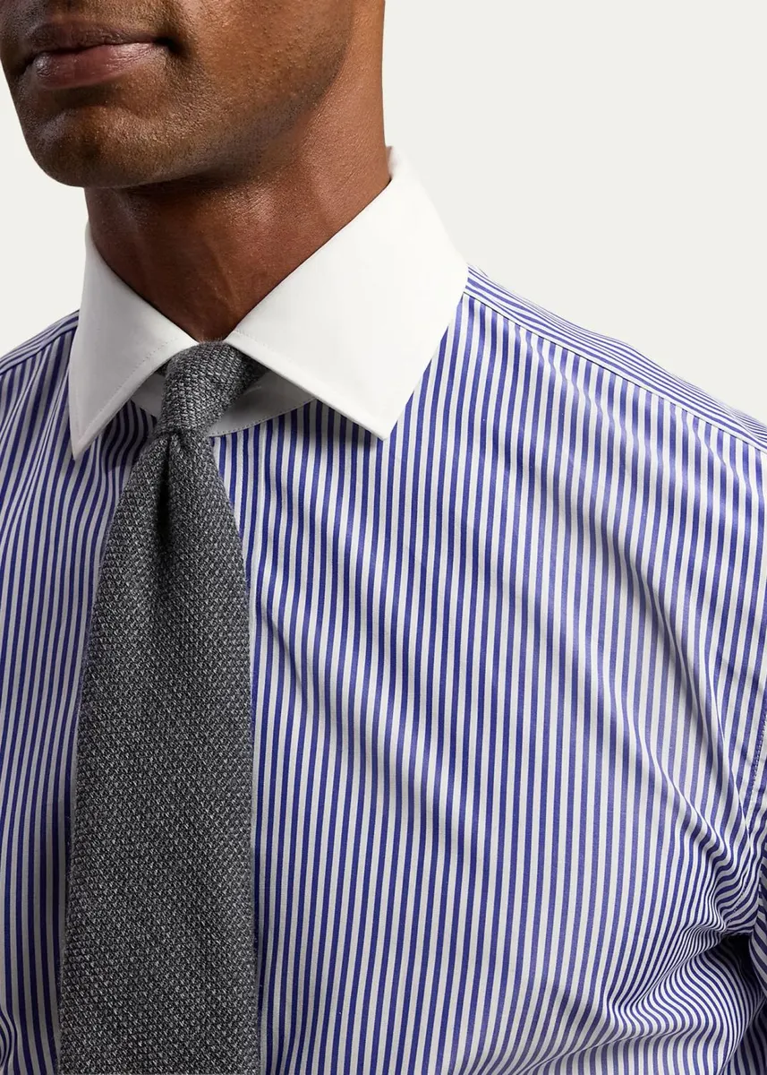 Ralph Lauren Purple Label Men's Striped Poplin French Cuff Shirt | Thumbnail 5