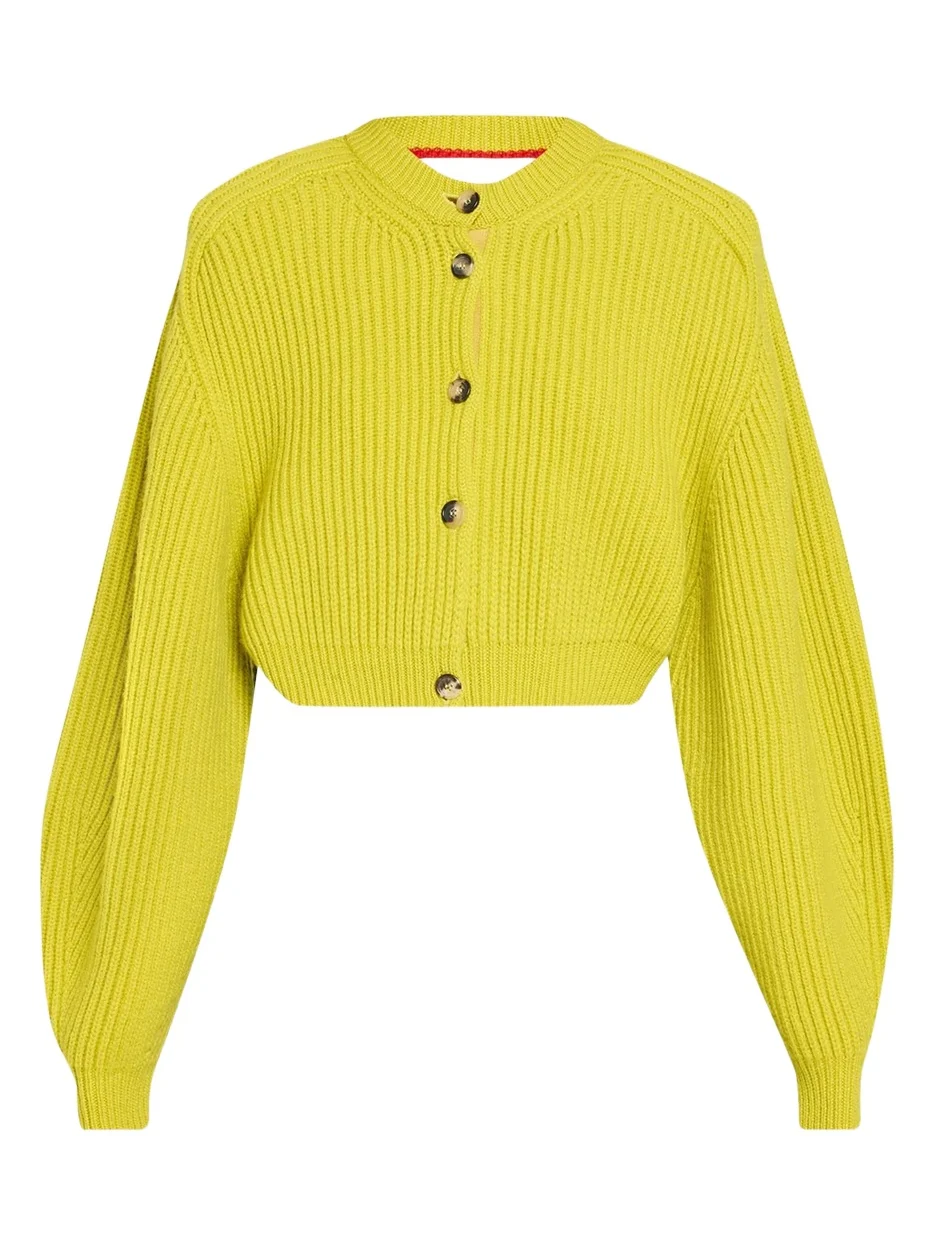 RÙADH The Cadogan Cashmere Rib Crop Crewneck Cardigan