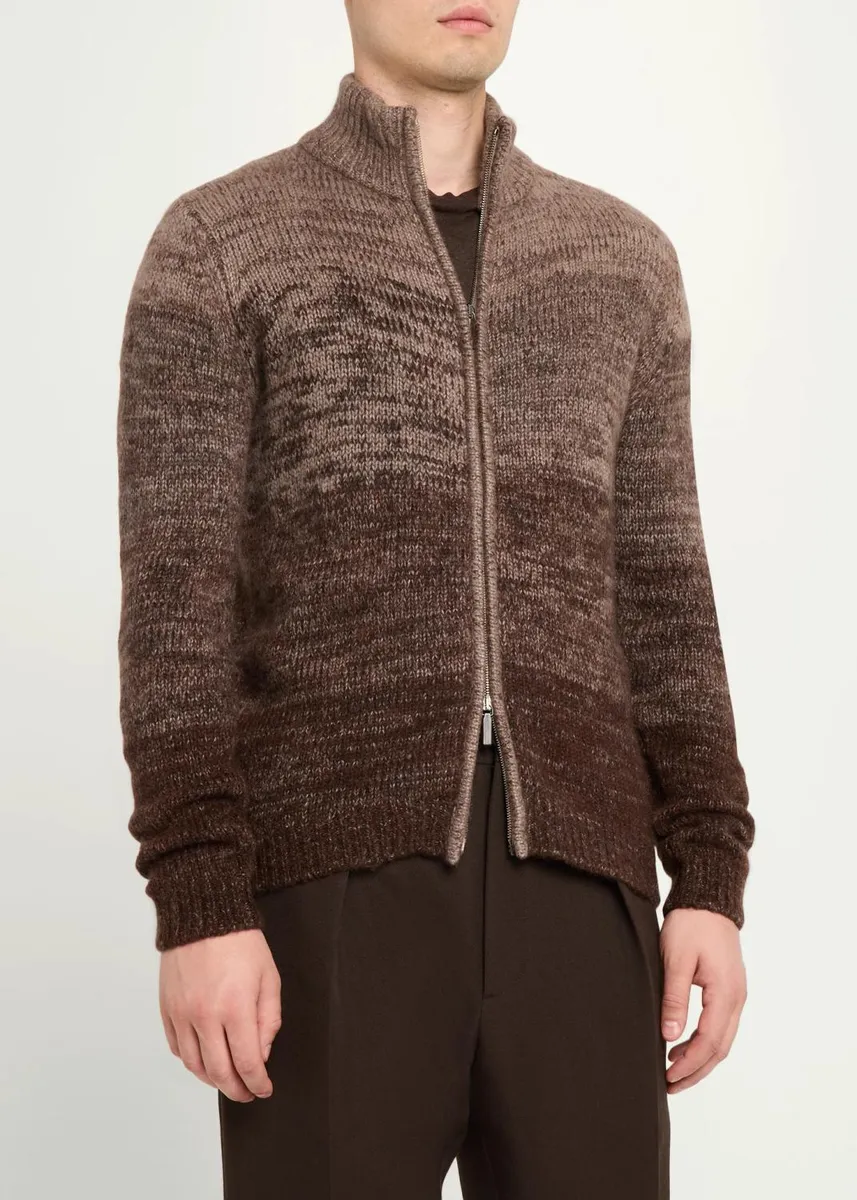 Iris Von Arnim Men's Tonal Ombré Cashmere-Silk Cardigan | Thumbnail 4 Iris Von Arnim Men's Tonal Ombré Cashmere-Silk Cardigan | Thumbnail 4