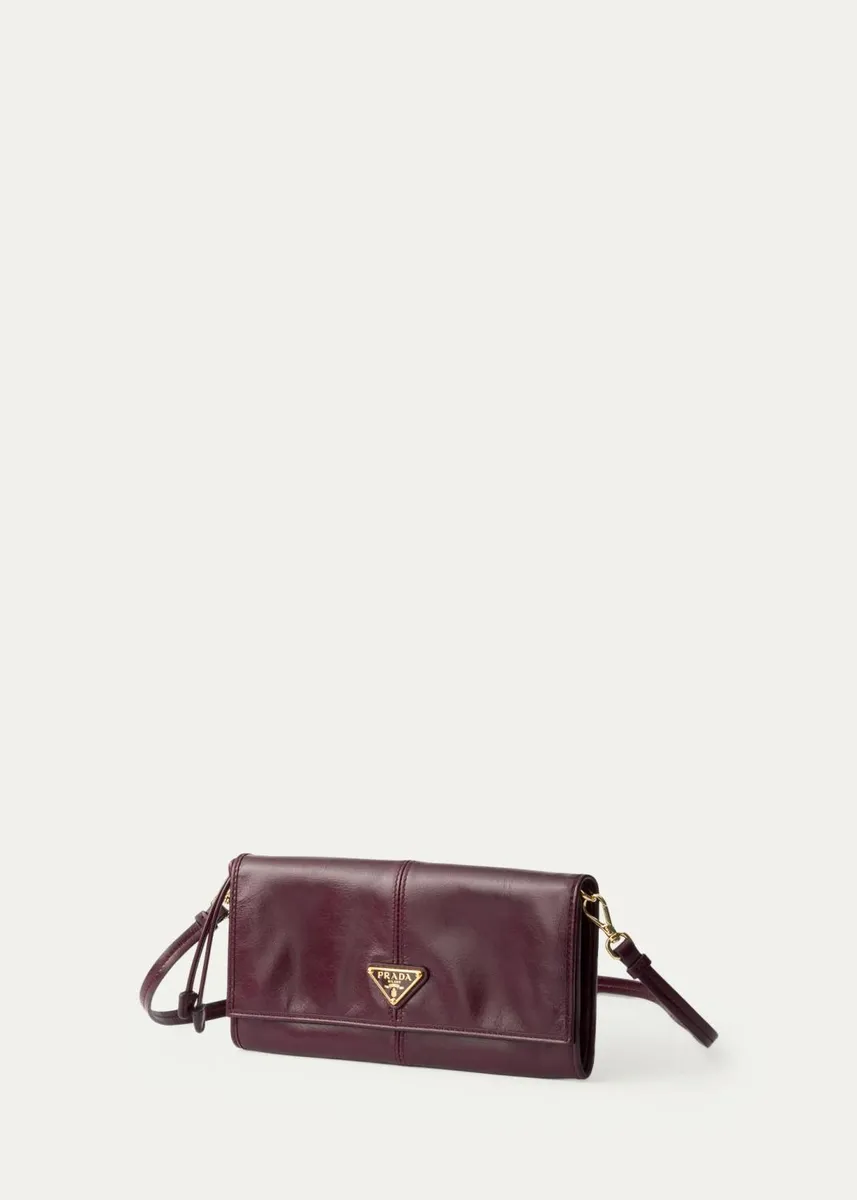Prada Leather Wallet with Shoulder Strap | Thumbnail 4