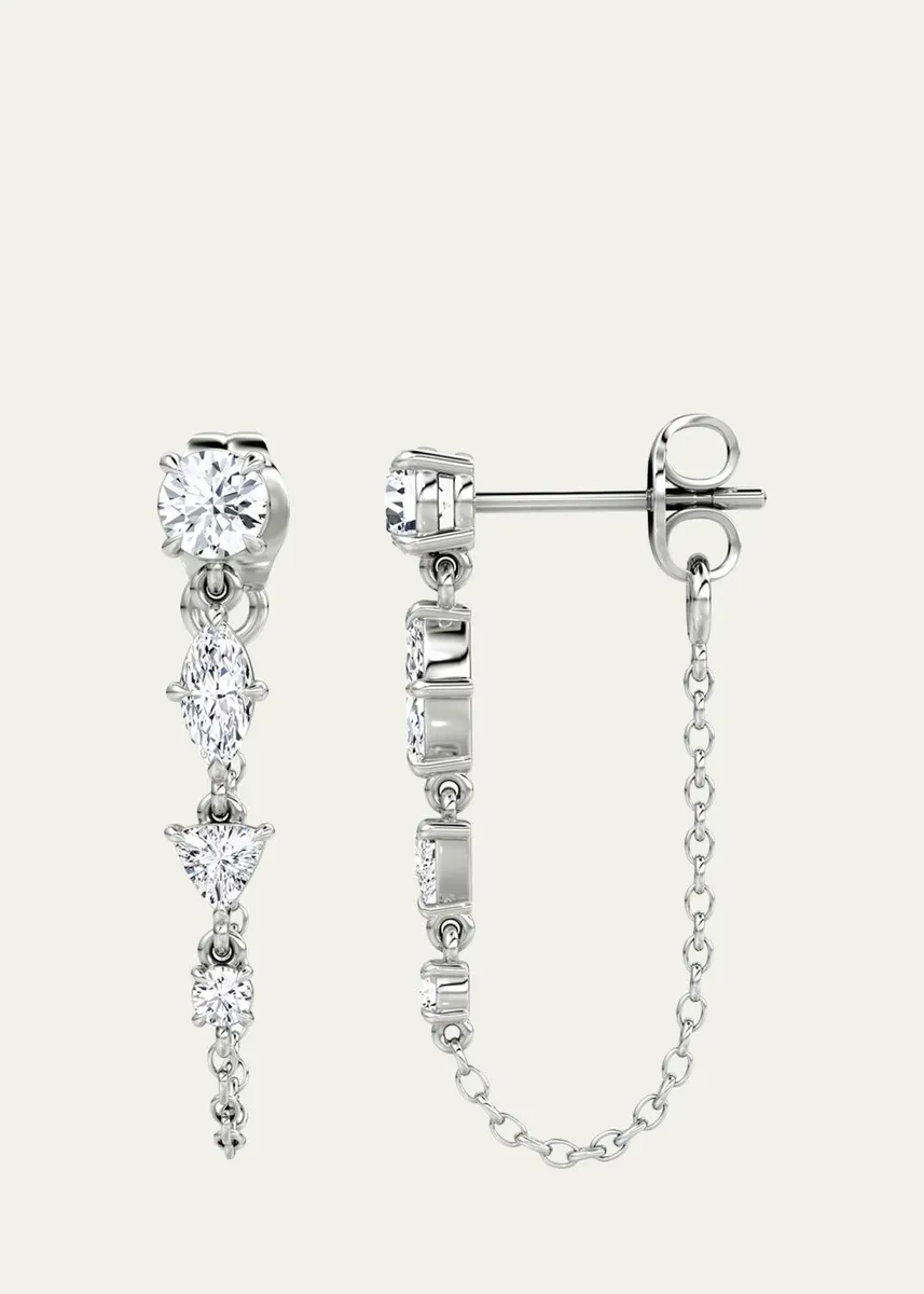 VRAI 14K White Gold Lab-Grown Diamond Mixed Shape Chain Earrings | Thumbnail 2