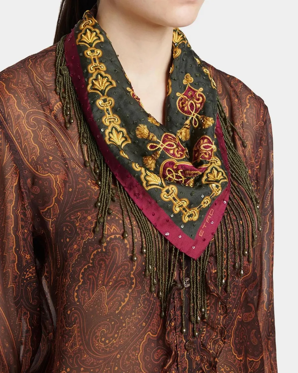 Etro Sequined Triangular Silk Scarf | Thumbnail 3 Etro Sequined Triangular Silk Scarf | Thumbnail 3