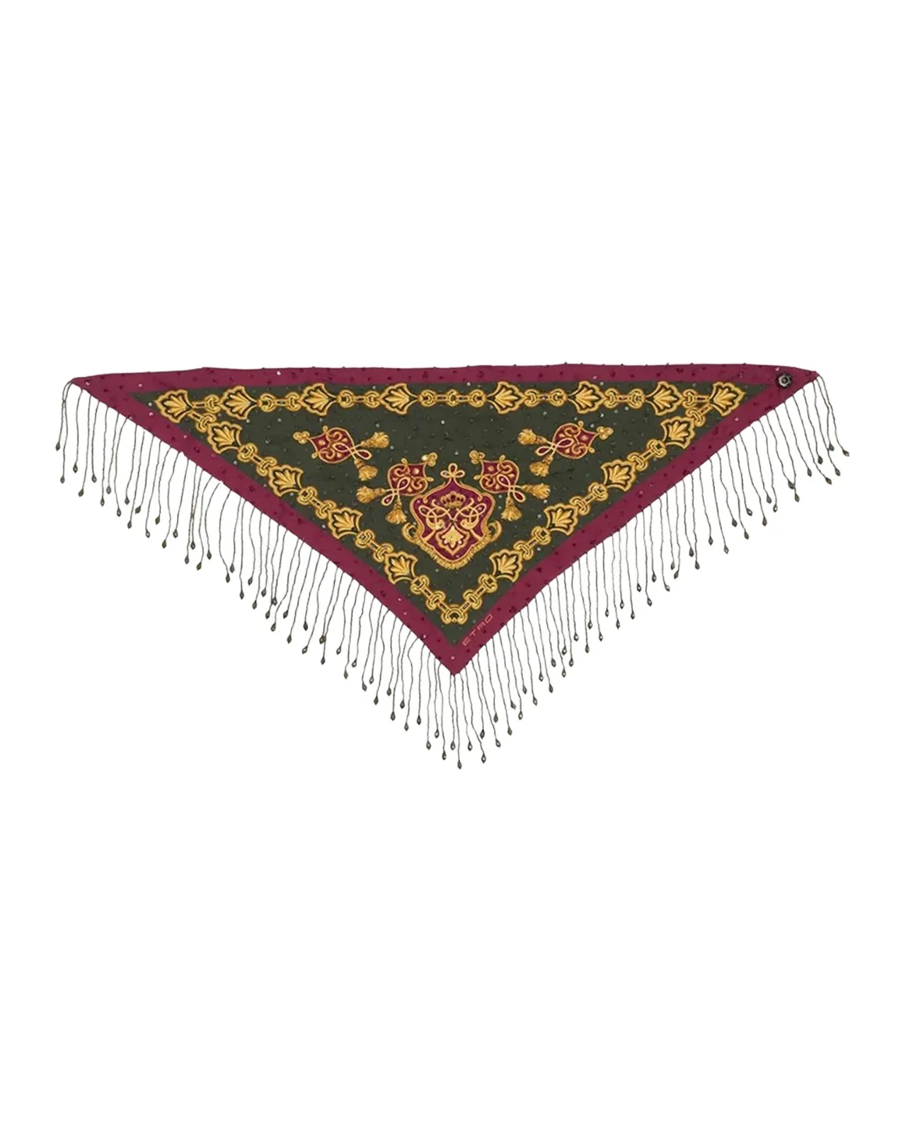 Sequined Triangular Silk Scarf