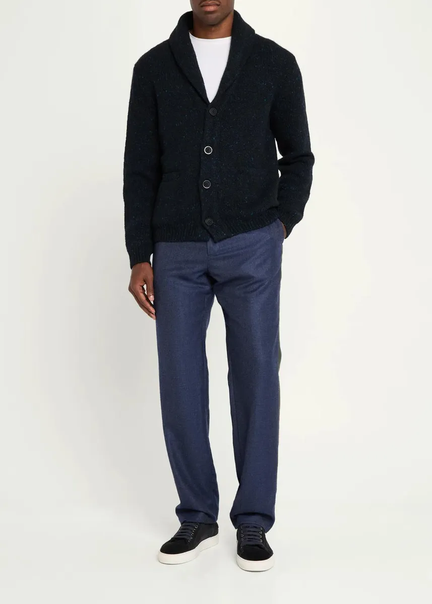 Iris Von Arnim Men's Melange Knit Wool & Cashmere Cardigan | Thumbnail 2