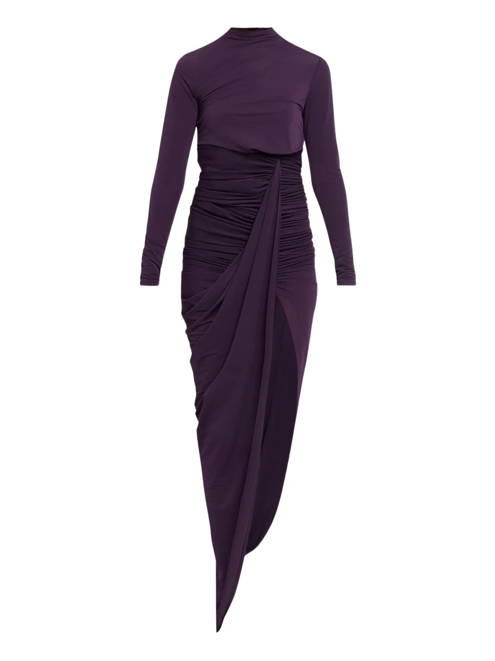 Ronny Kobo Sera Draped Side-Slit Jersey Maxi Dress
