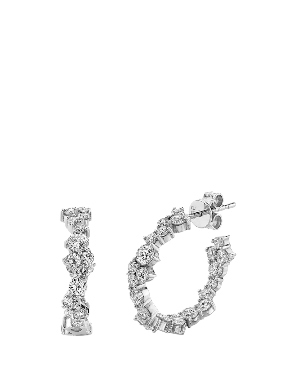 Sydney Evan 14K White Gold Large Cocktail Medium Diamond Hoop Earrings | Thumbnail 2 Sydney Evan 14K White Gold Large Cocktail Medium Diamond Hoop Earrings | Thumbnail 2