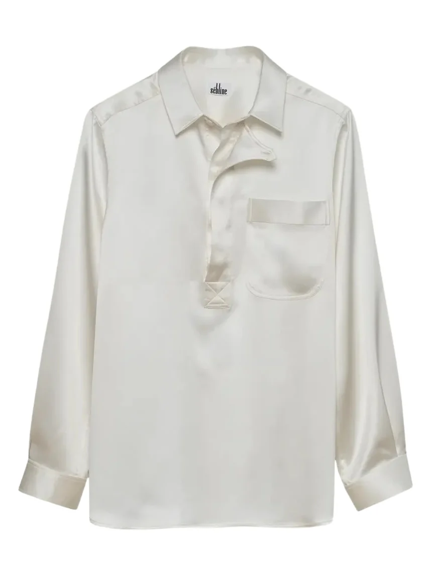 SÉBLINE Combat Satin Polo Shirt